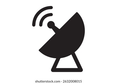 Simple black satellite dish icon.