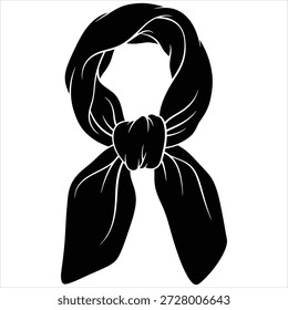 Pañuelo negro simple con un nudo, presentado como un gráfico de Vector limpio sobre un fondo blanco.