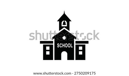 Simple black schoolhouse icon with a distinctive silhouette