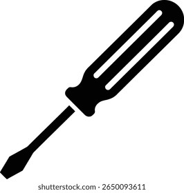 A simple black screwdriver is isolated on a white background, ready for use.