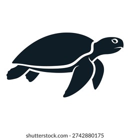 Simple black sea turtle silhouette design element