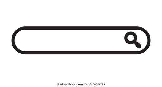 Simple Black Search Bar Icon vector on white background	
