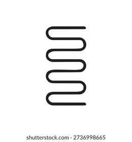 A simple black serpentine line icon on a white background. This minimalist vector graphic features a continuous wavy or squiggly shape.