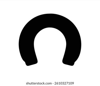 Simple black shape resembling a crescent or curved object is displayed on a white background. This design is minimalist, emphasizing the contrast and form without complexity.