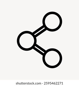 Simple black share icon with three connected circles. Share icon for digital sharing. Minimalist share symbol. Share icon on a light background. Minimal vector design.