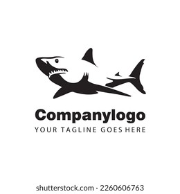 simple black shark for logo company design