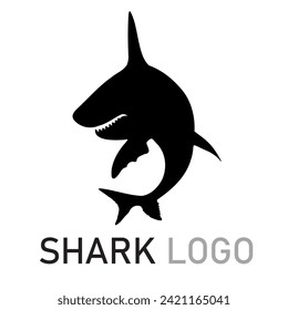 Simple Black Shark Logo Design  