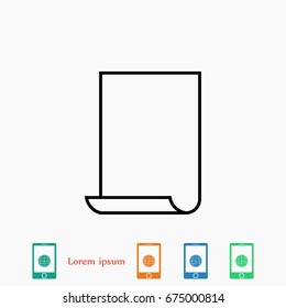 Simple black of sheet of paper icon, Vector EPS 10 illustration style