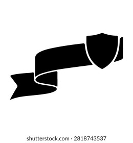 Simple black shield banner icon representing security, safety, and protection in a clean, minimalistic style suitable for various digital and print uses.