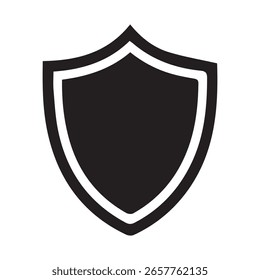 Icono de escudo negro simple con borde blanco