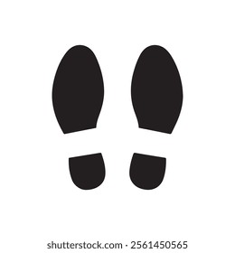 Simple black shoe print silhouette vector icon perfect for footprints, navigation, steps, walking, or tracking designs. Clean and modern style ideal for multiple projects