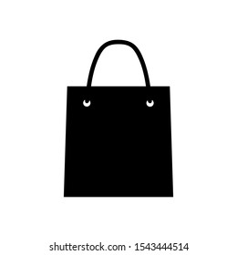Simple black shopping bag isolated on white