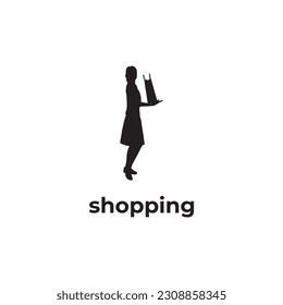 simple black shopping woman vector design