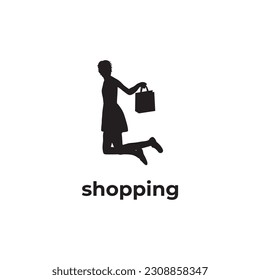 simple black shopping woman vector design