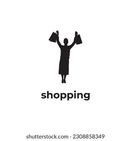 simple black shopping woman vector design