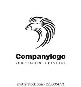 simple black Siamese fighting fish for logo company design