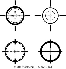 Simple black sight icon illustration set