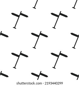 Simple black signpost, direction icon on white background seamless.