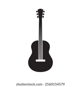 Simple black silhouette of an acoustic guitar