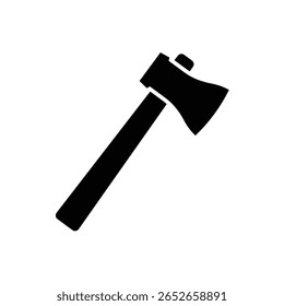 Silhueta preta simples de um machado com uma lâmina afiada e cabo de madeira resistente. Ideal para projetos relacionados a marcenaria, camping e temas ao ar livre.