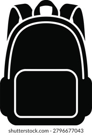A simple black silhouette of a backpack with white outlines