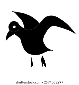 A simple black silhouette of a bird takes flight with its wings extended, embodying a sense of freedom and connection to nature. The design emphasizes the elegance of the bird's form.