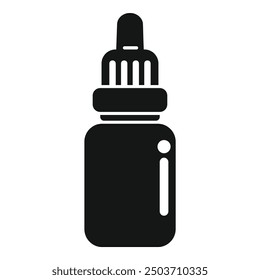 Silueta negra simple de una botella con un gotero, comúnmente utilizada para almacenar y dispensar glicerina