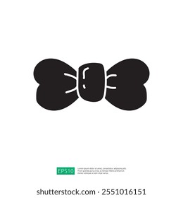A simple black silhouette of a bow, often used in design for decorations, fashion items, or gifts.