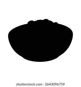 Simple black silhouette of a bowl filled with grains for food and culinary concepts
