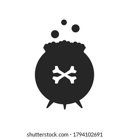 Simple black silhouette of a bowler hat for a magic potion isolated on a white background. Vector flat illustration.