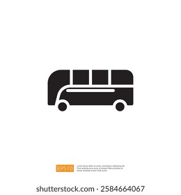 A simple black silhouette of a bus, designed for graphic representation in transportation-related contexts.