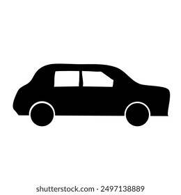 simple black silhouette of car on white background, simple shapes