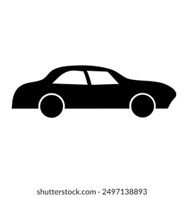 simple black silhouette of car on white background, simple shapes