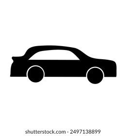 simple black silhouette of car on white background, simple shapes