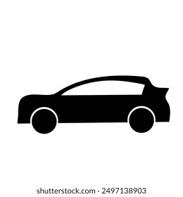 simple black silhouette of car on white background, simple shapes