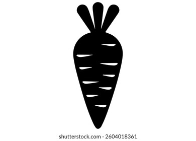 Simple black silhouette of a carrot white background vector illustration
