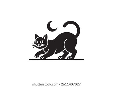 Simple black silhouette of a cat, perfect for graphic design.