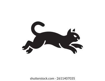 Simple black silhouette of a cat, perfect for graphic design.