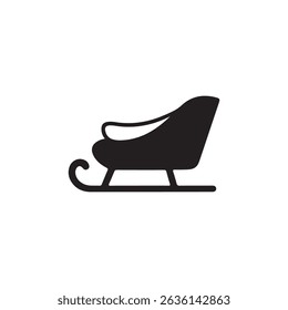 Simple black silhouette of a Christmas sleigh.A classic, solid black silhouette of a sleigh, perfect for representing Christmas, winter holidays, or Santa Claus.