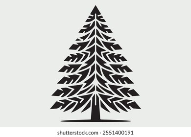 A simple  black silhouette of a Christmas tree.