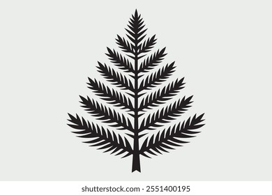 A simple  black silhouette of a Christmas tree.