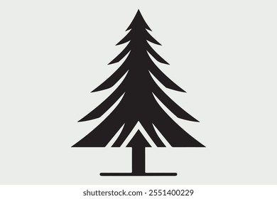 A simple  black silhouette of a Christmas tree.