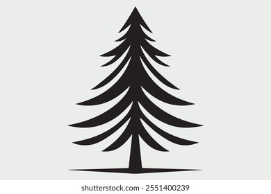 A simple  black silhouette of a Christmas tree.