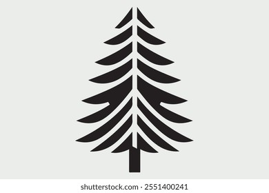 A simple  black silhouette of a Christmas tree.