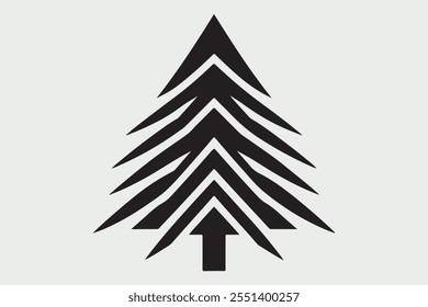 A simple  black silhouette of a Christmas tree.