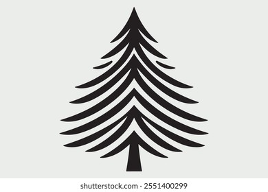A simple  black silhouette of a Christmas tree.