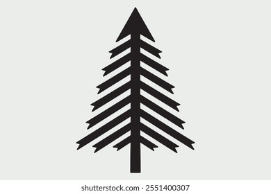A simple  black silhouette of a Christmas tree.
