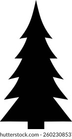 Simple black silhouette of a Christmas tree.