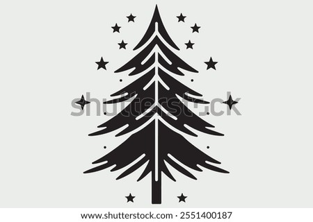 A simple  black silhouette of a Christmas tree.