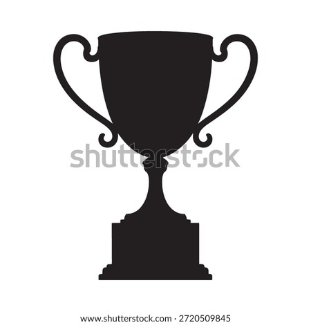A simple black silhouette of a classic gold trophy with ornate handles